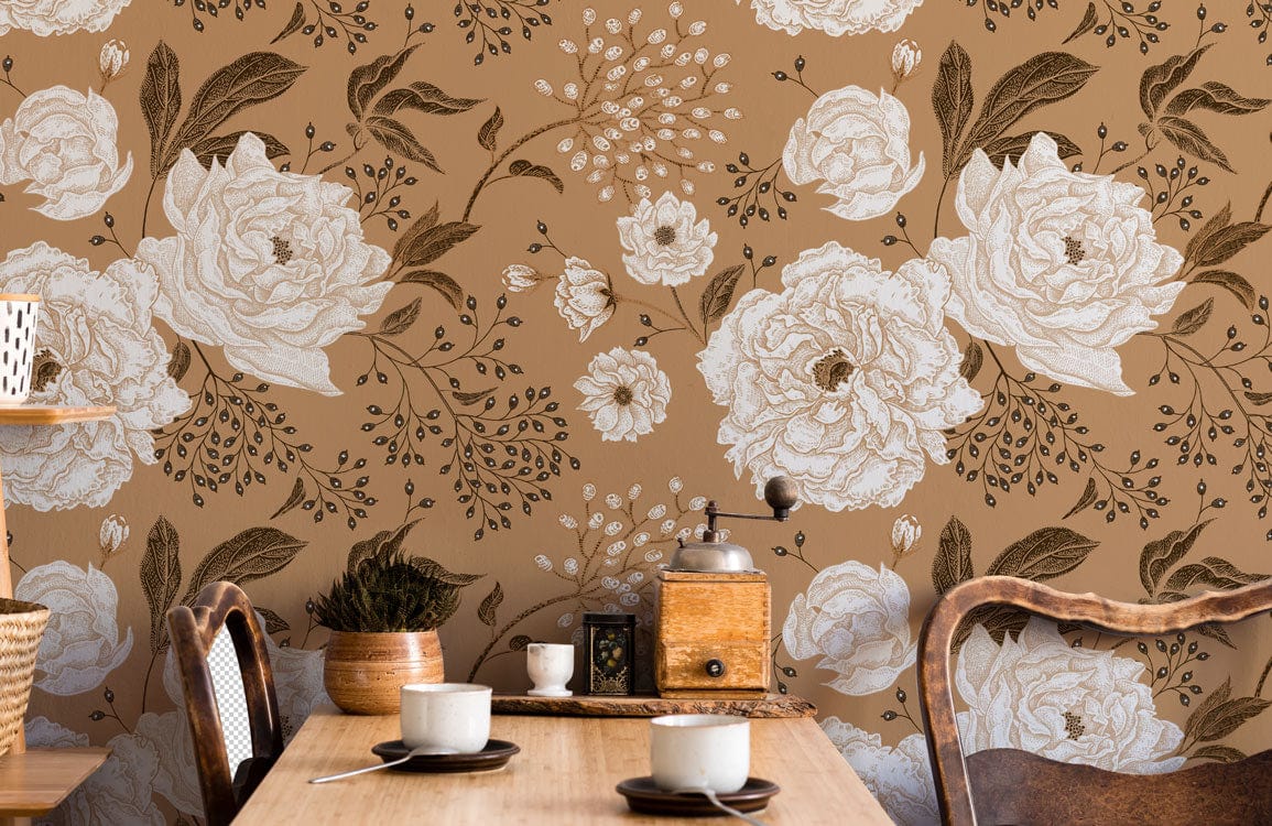 papier peint mural à motif floral vinatge pour chambre