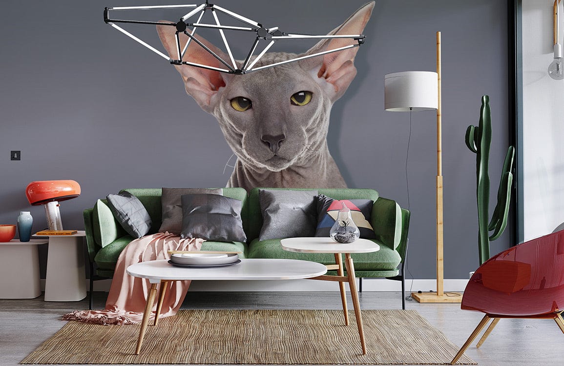 papier peint mural personnalisé pour le salon, un design de chat géant en 3D