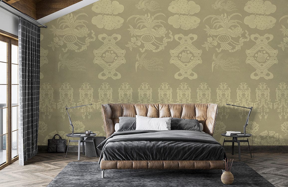papier peint mural personnalisé pour la chambre à coucher, un design de motif traditionnel neutre