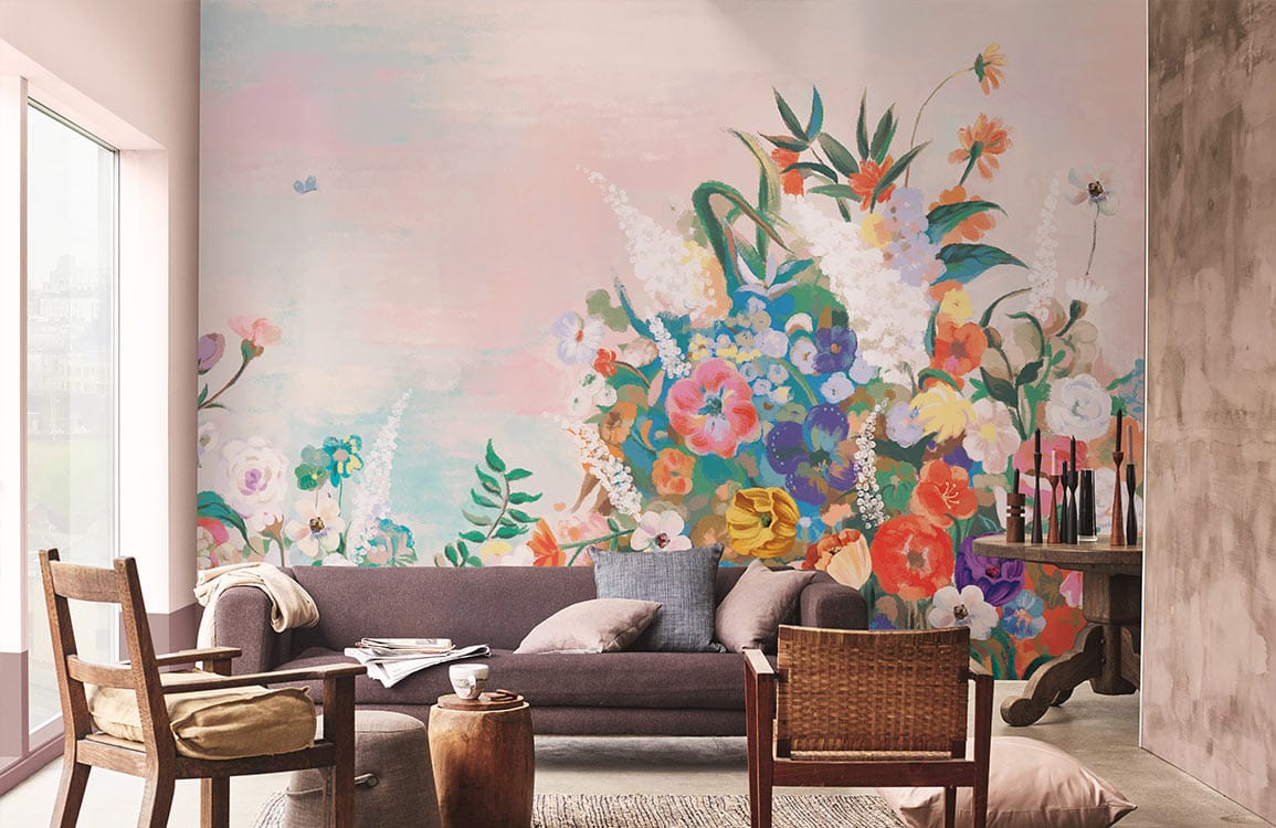 papier peint mural personnalisé pour le salon, peinture à l'huile représentant une grappe de fleurs de rêve