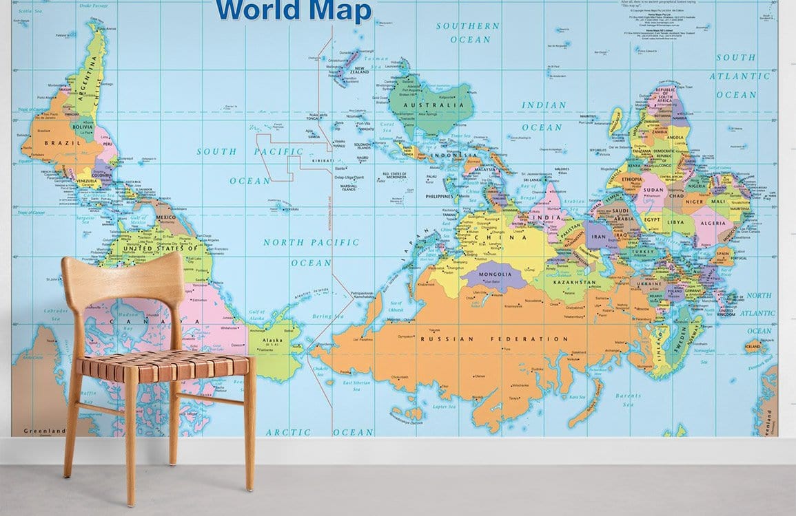 à l'envers carte du monde papier peint murale chambre
