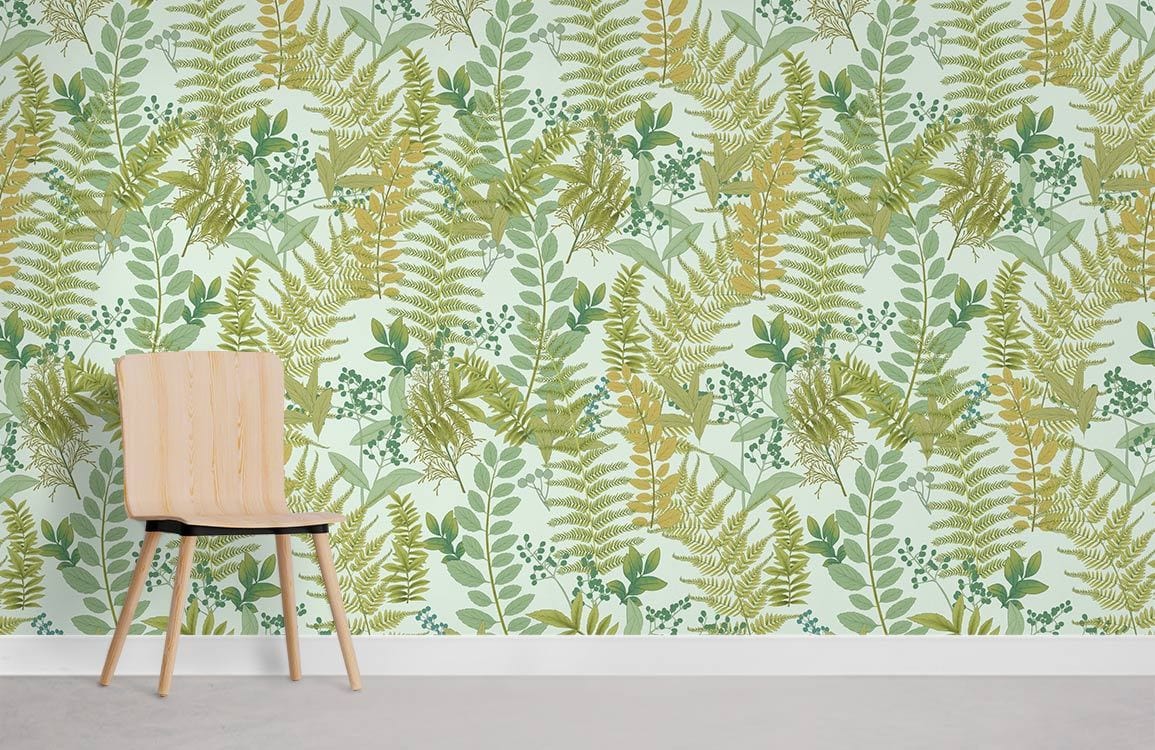 Diverses feuilles vertes peintures murales