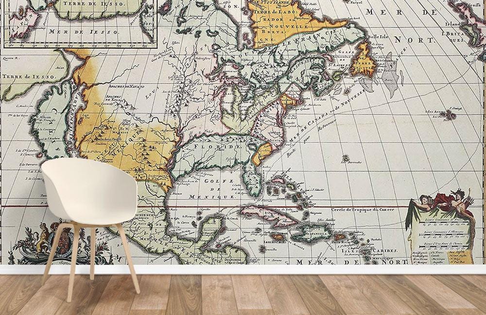 Fond d'écran de carte de l'Amérique du Nord vintage