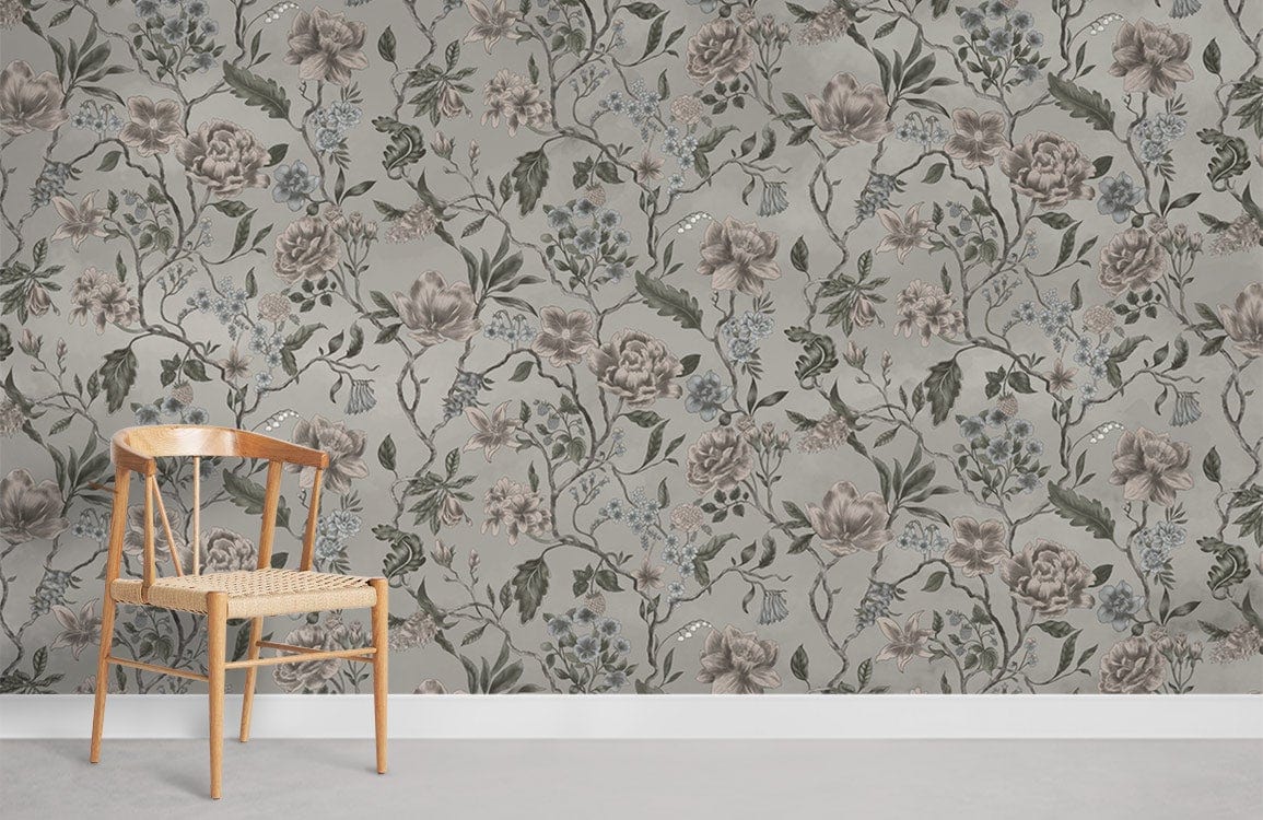 Aquarelle fleur de fleur gris