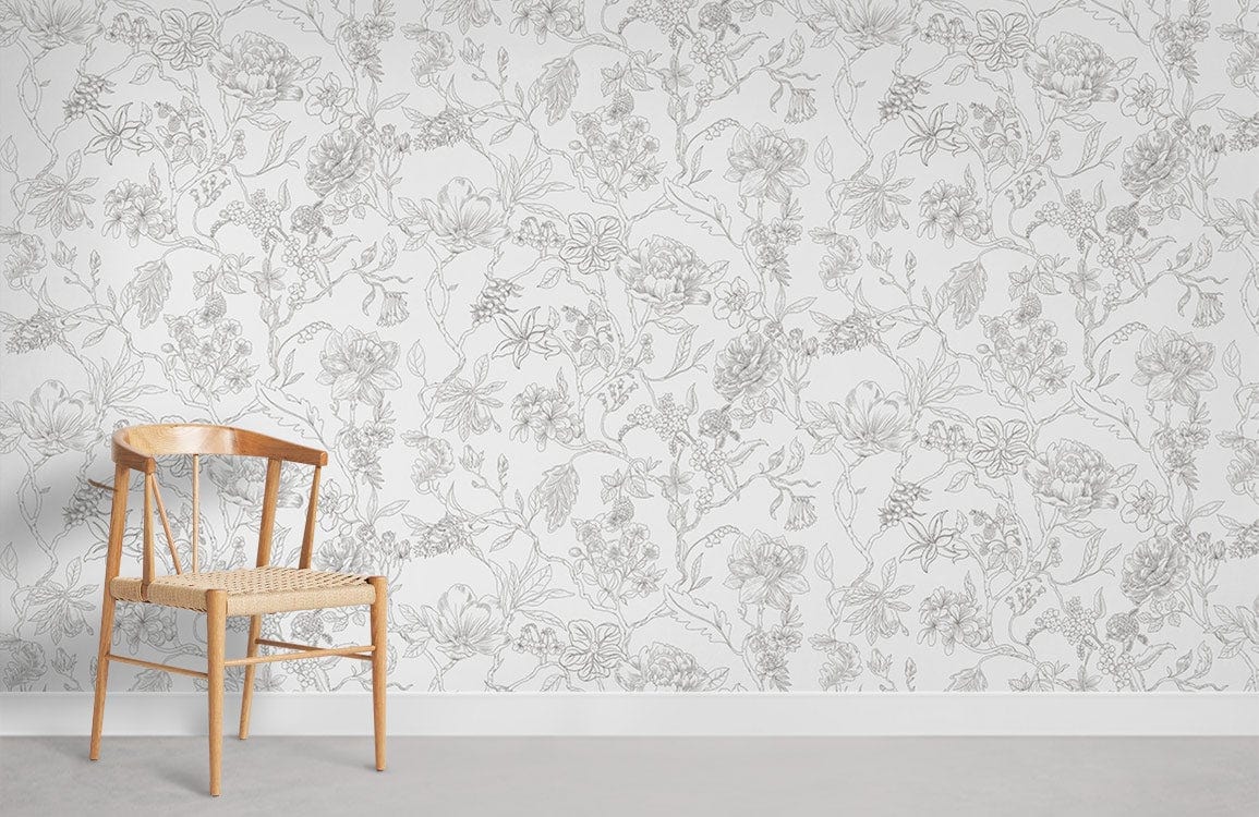 Chaise murale murale à fleur aquarelle