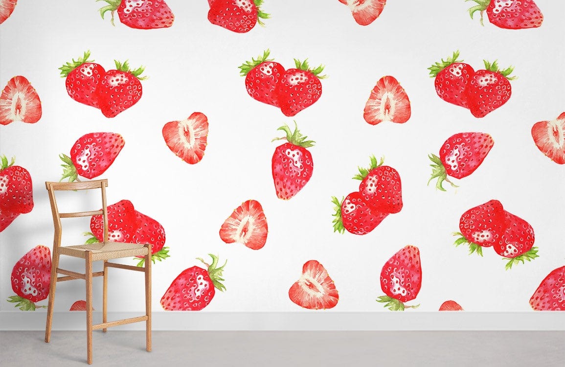 Salle de peintures murales murales aux fraises de fraise