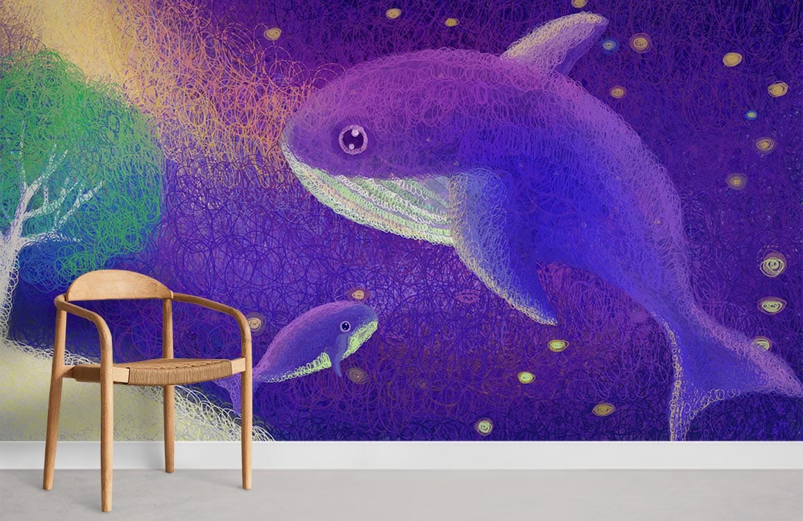 Chambre de papier peint World Whale's Purple