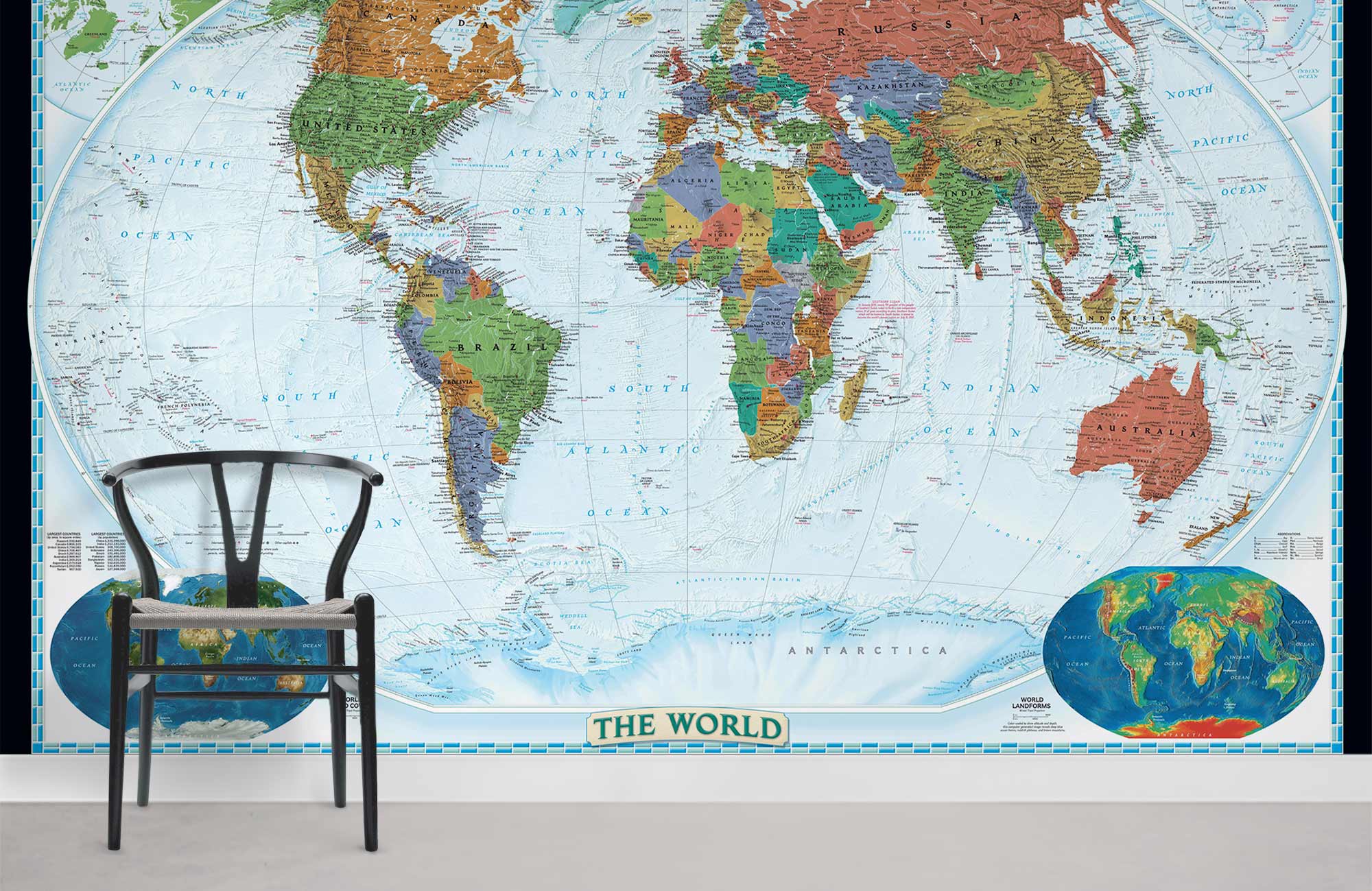 Papier peint carte du monde pour la décoration intérieure