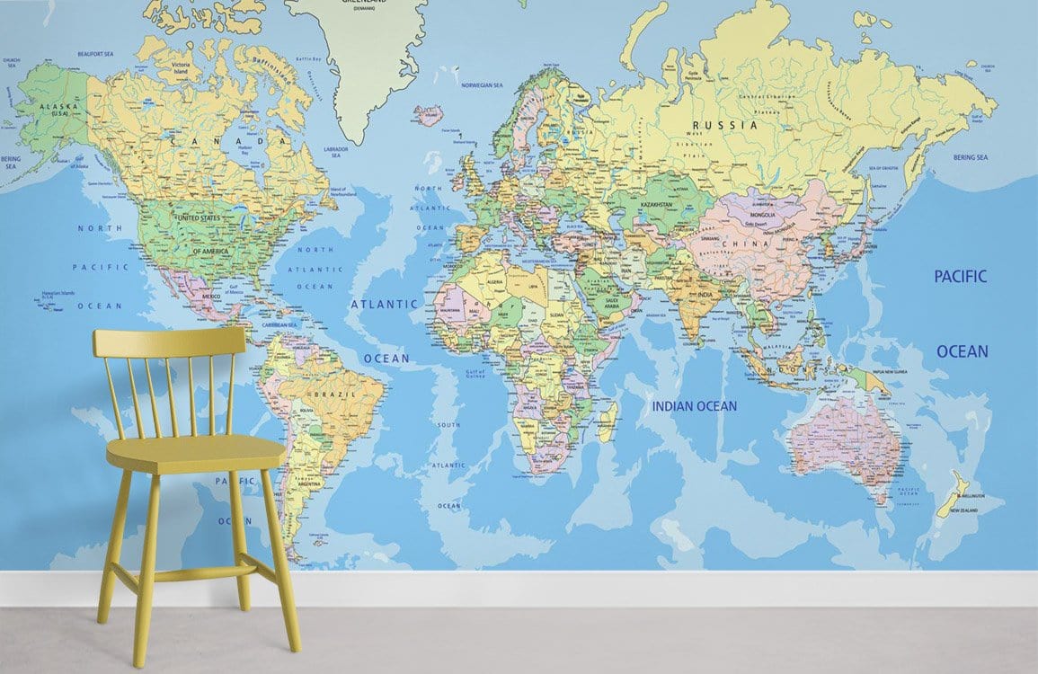 Nouvelle salle de papier peint carte du monde