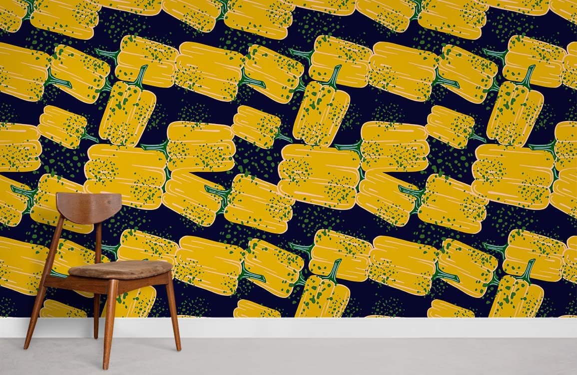 Papier peint mural de poivron jaune chambre