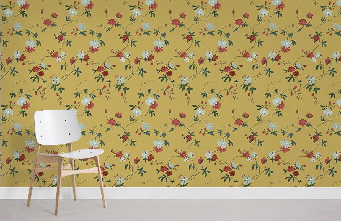 Fleurs de papier peint mural